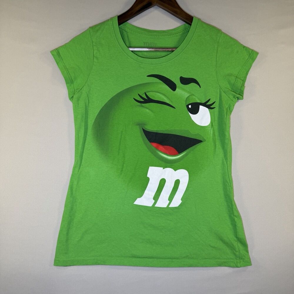VTG 2011 Green M&M's Candy T-Shirt Big Print Womens Size Large Blouse